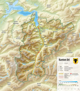 Carte topographique du canton d'Uri.