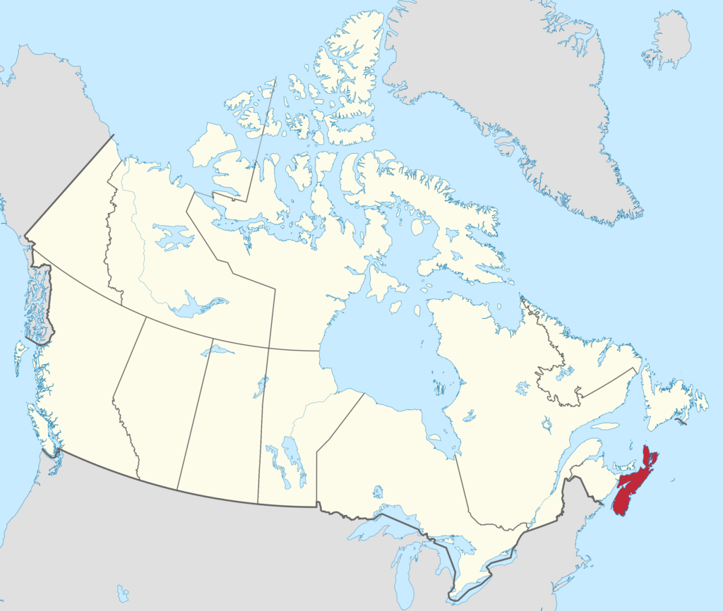 Carte de localisation de la Nouvelle-Écosse au Canada.