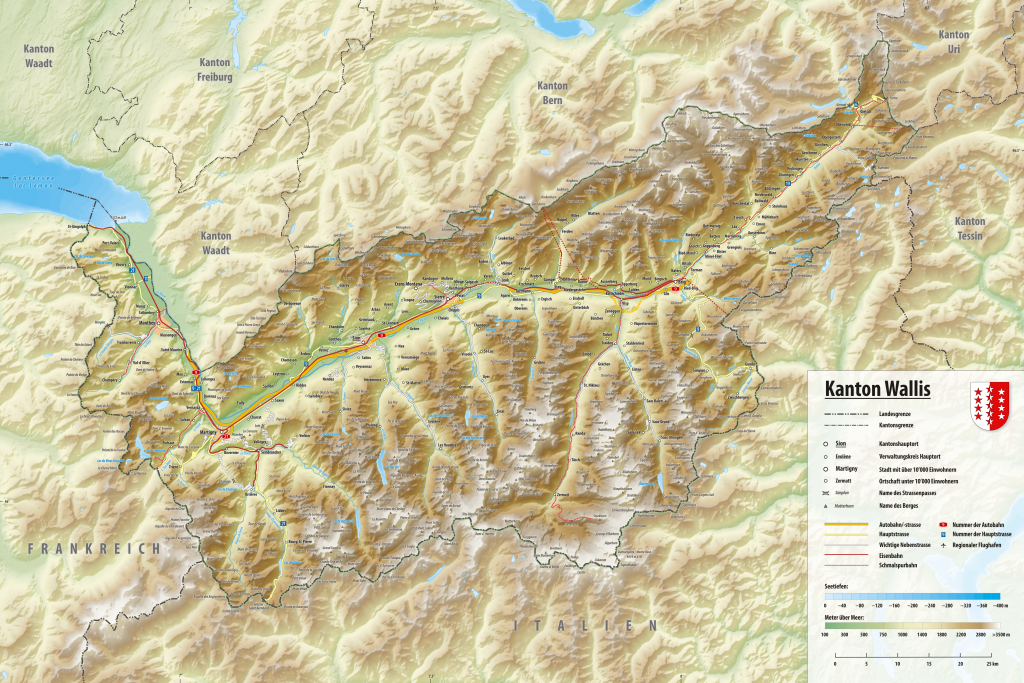 Carte du canton du Valais