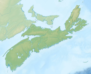 Carte physique vierge de la Nouvelle-Écosse.