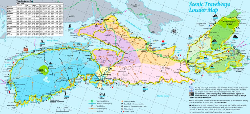 Carte touristique de la Nouvelle-Écosse.