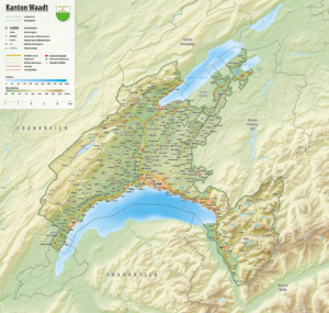 Carte topographique du canton de Vaud.