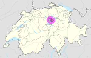 Carte de localisation du canton de Zoug.