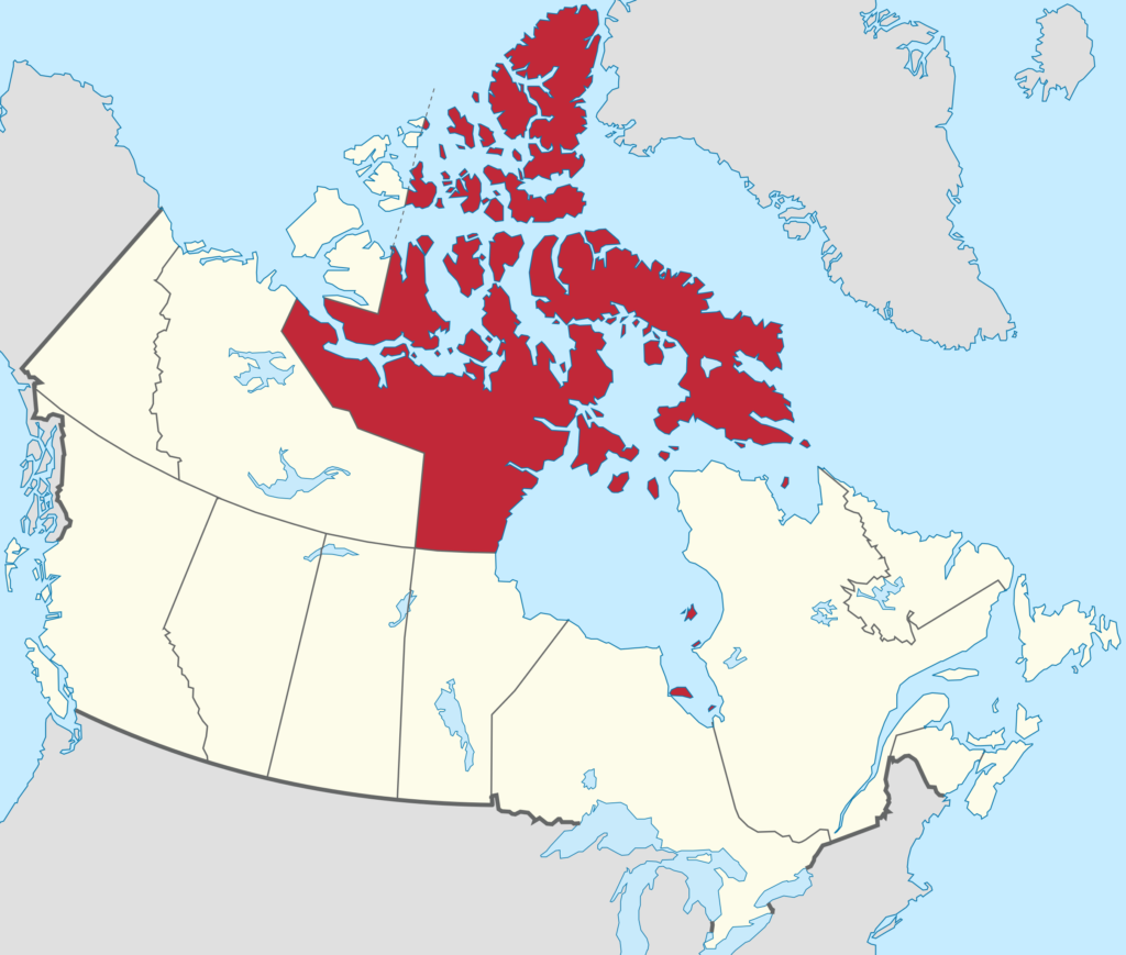 Carte de localisation du Nunavut au Canada.