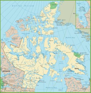 Carte des localités au Nunavut