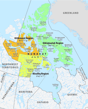 Carte des régions du Nunavut