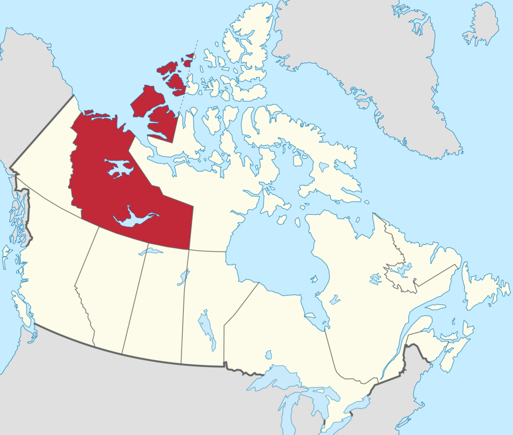 Carte de localisation des Territoires du Nord-Ouest au Canada.