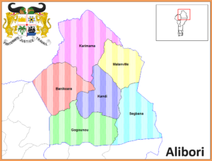 Carte des communes de l'Alibori.