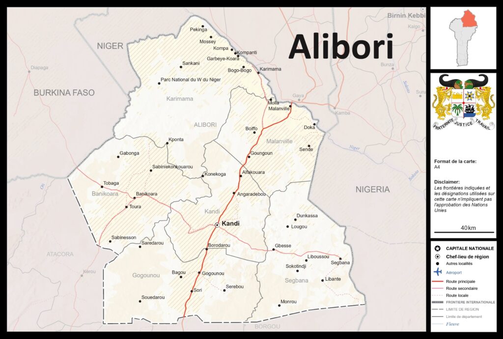 Carte du département de l'Alibori.