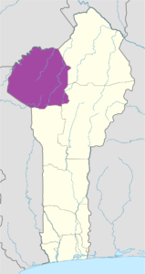 Carte de localisation de l'Atacora.