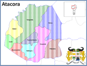 Carte des communes de l'Atacora.