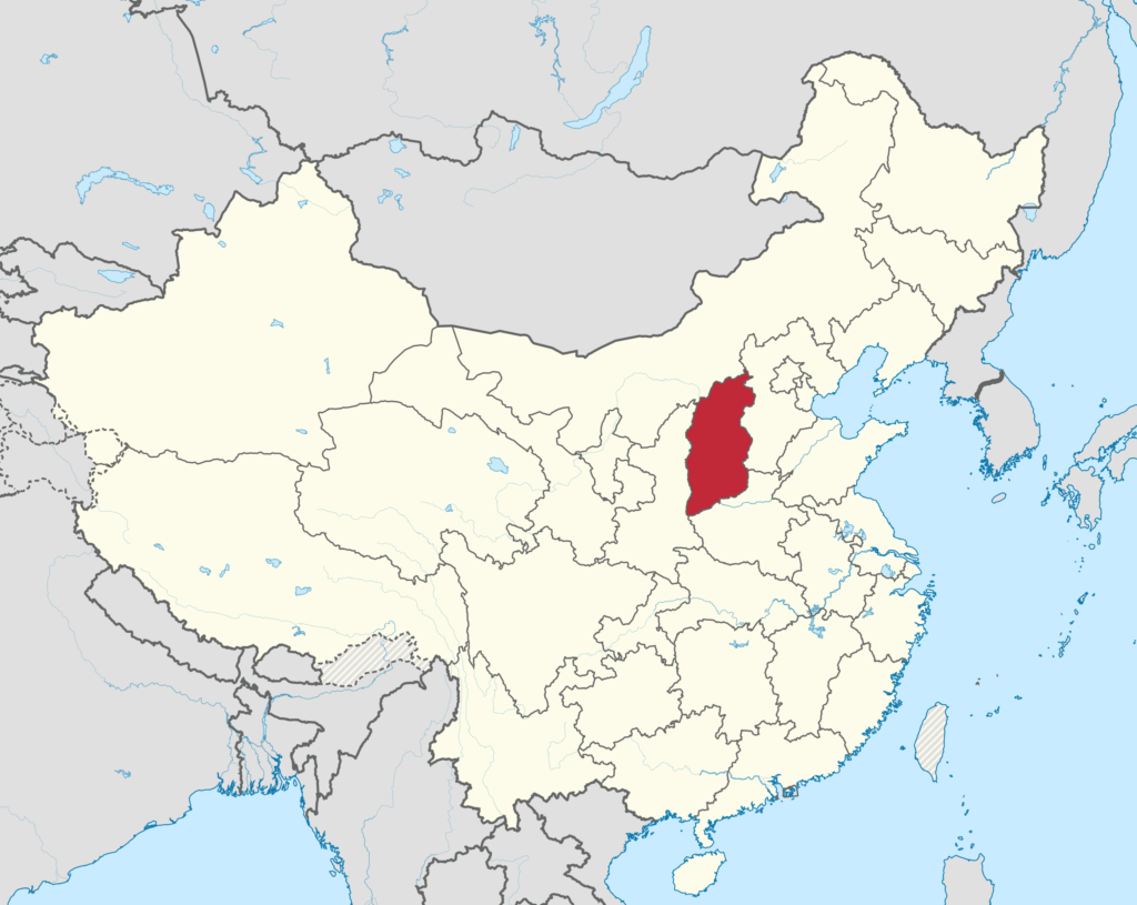 Carte de localisation du Shanxi en Chine.