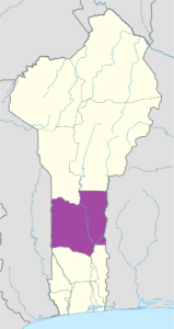 Carte de localisation du département des Collines, Bénin.