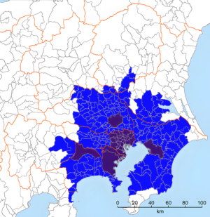 Carte de l’Aire métropolitaine majeure du Kantō