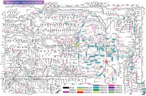 Plan schématique des lignes ferroviaires de Tokyo