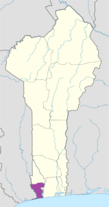 Carte de localisation du département du Mono, Bénin.
