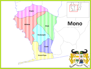 Carte des communes du département du Mono.
