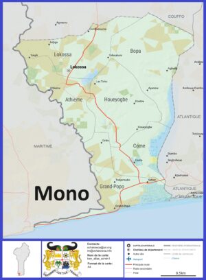 Carte du département du Mono, Bénin