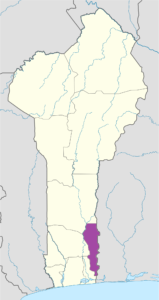 Carte de localisation du département du Plateau au Bénin.