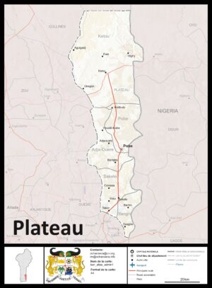 Carte du département du Plateau, Bénin