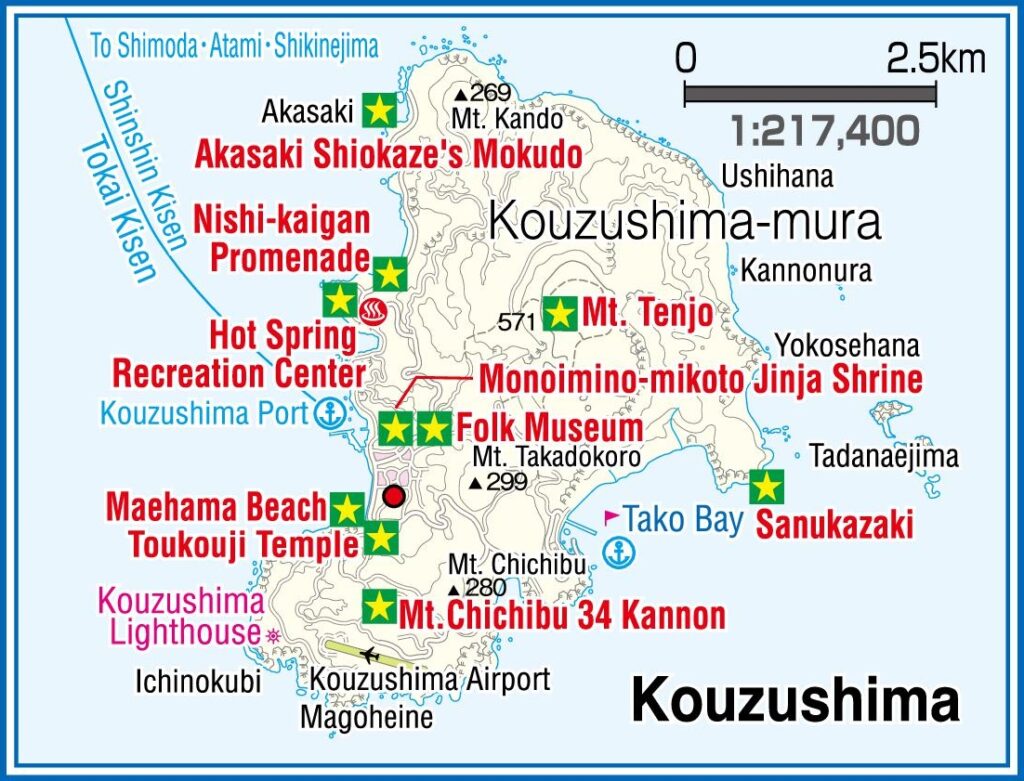 Carte de l'île de Kōzu-shima, Tokyo.
