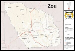 Carte du département du Zou, Bénin