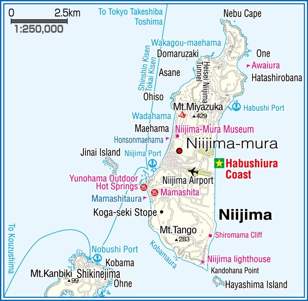 Carte de l'île de Nii-jima, Tokyo.