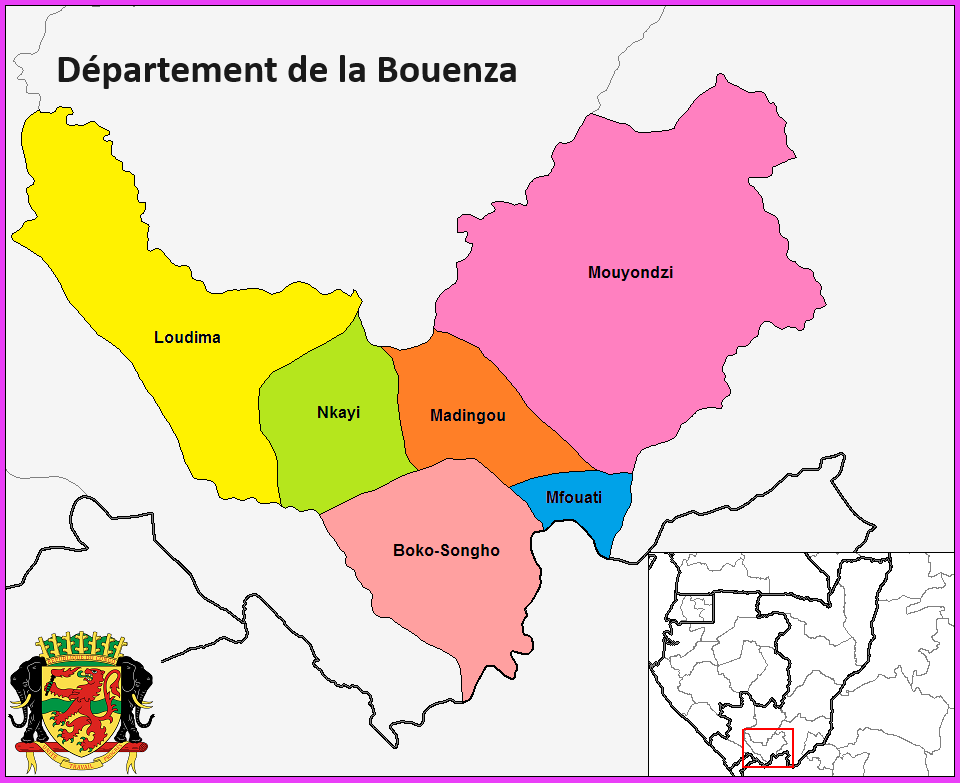 Carte de la Bouenza, République du Congo.