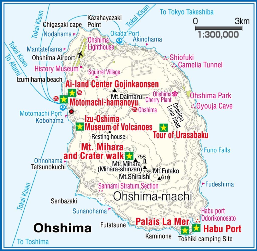 Carte d'Izu Ō-shima, Tokyo.