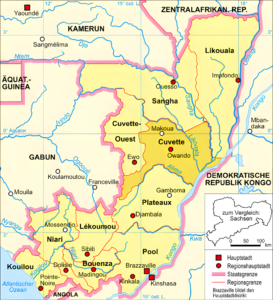 Carte de localisation du département de la Cuvette.