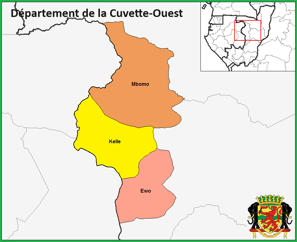 Carte de la Cuvette-Oeste, République du Congo.