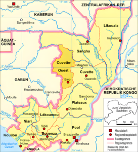 Carte de localisation de la Cuvette-Ouest.