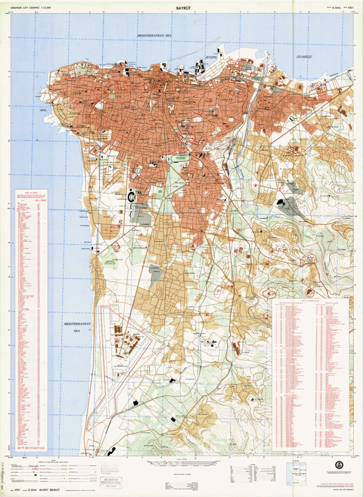 Carte topographique de Beyrouth 1978.