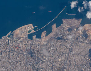Image satellite du port de Beyrouth
