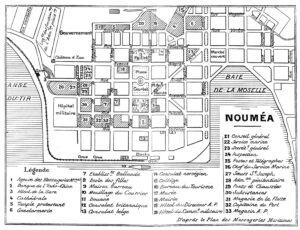 Plan du centre-ville de Nouméa en 1930