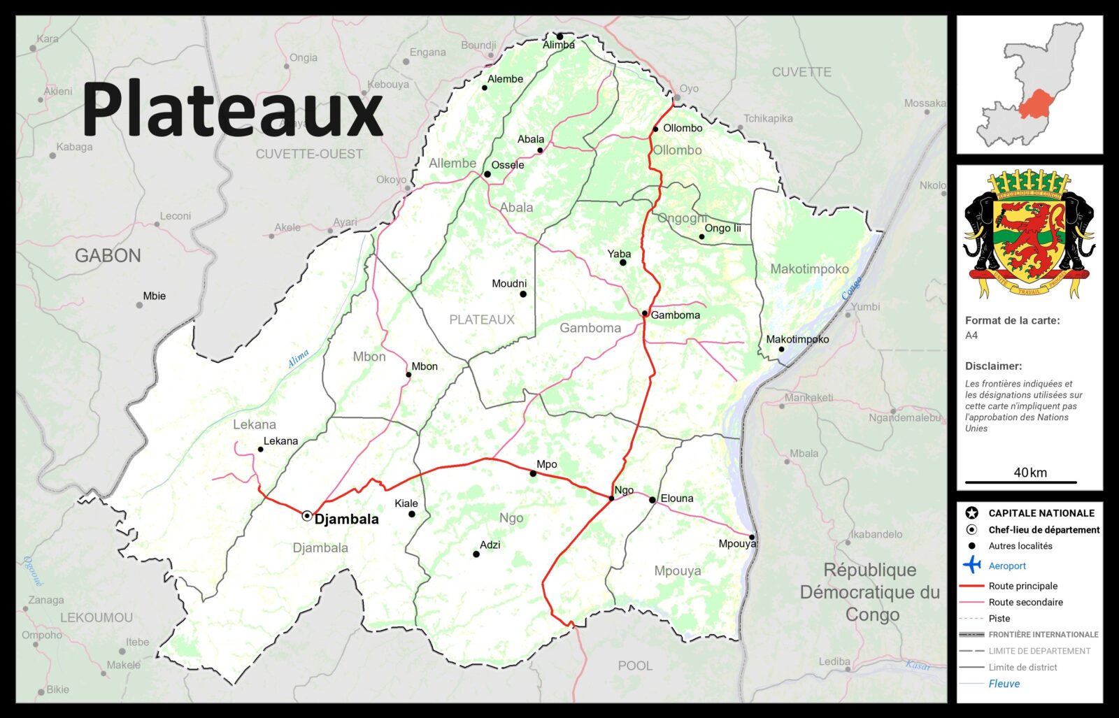 Carte des Plateaux, République du Congo