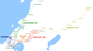 Carte du réseau de trains de banlieue de Wellington