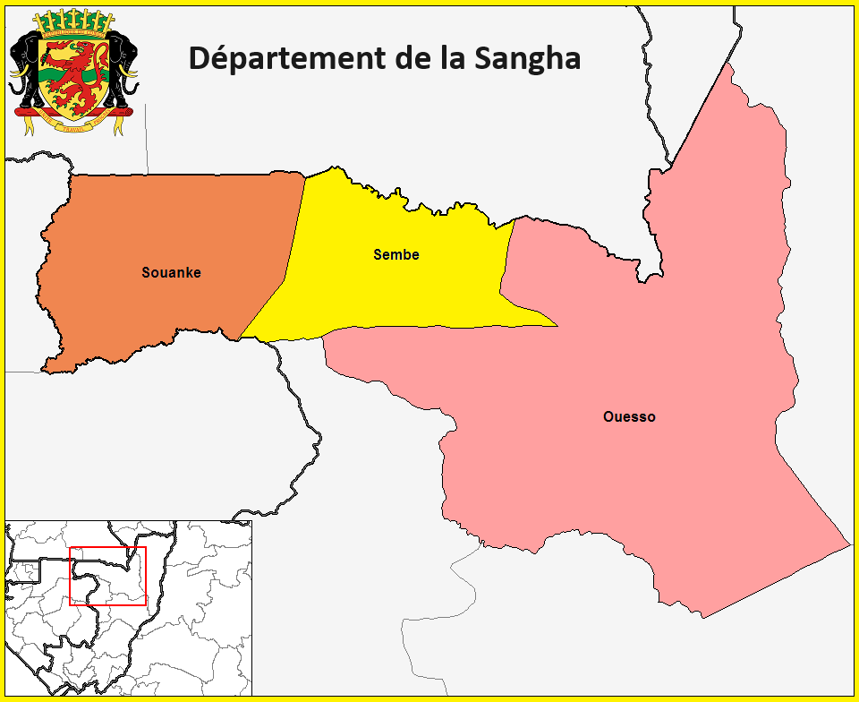 Carte de la Sangha, République du Congo.