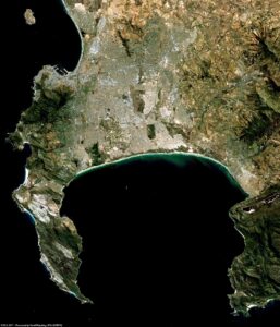 Image satellite de la ville du Cap.