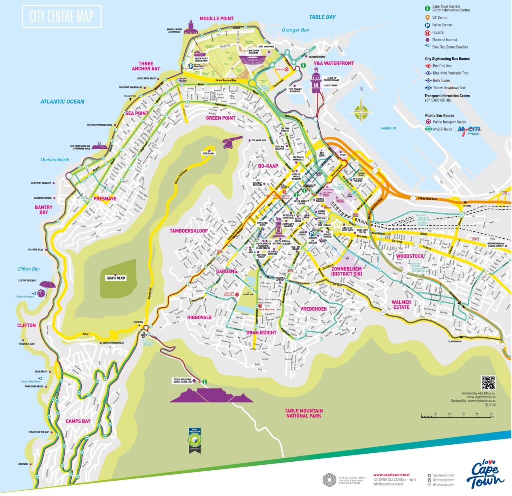 Carte touristique de la ville du Cap.