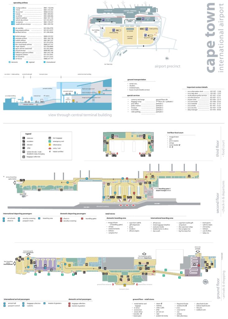 Plan de l'aéroport international du Cap.