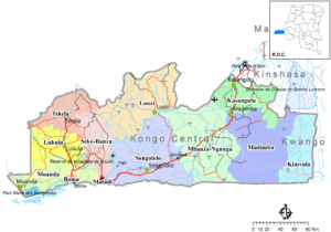 Carte des subdivisions du Kongo central.