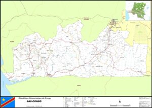 Carte du Kongo central, officiellement appelé Bas-Congo jusqu'en 2015.