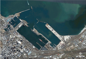 Image satellite du port du Cap, Afrique du Sud.