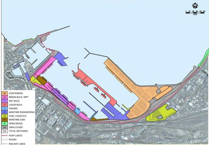 Plan du port du Cap, Afrique du Sud.