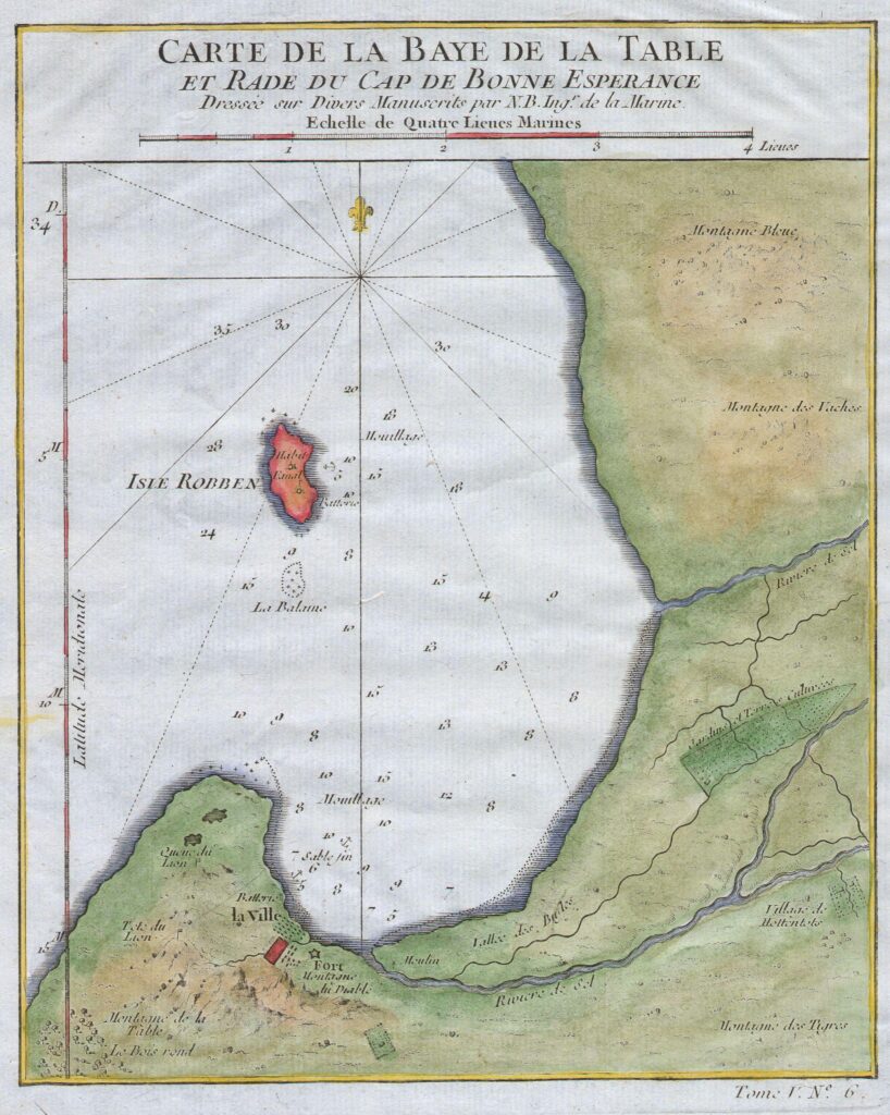 Carte du Cap de Bonne Espérance et du Cap, Afrique du Sud 1763.