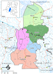 Carte des subdivisions du Kasaï.