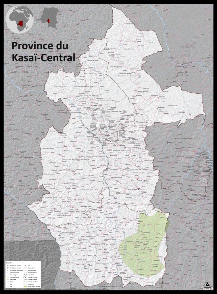 Carte de la province du Kasaï-Central.
