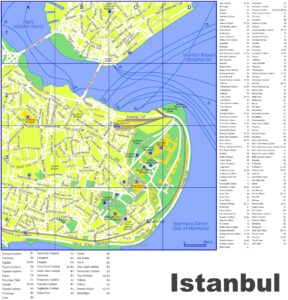 Plan d'Istanbul historique avec les noms de rue.