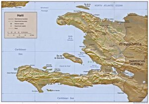 Carte en relief ombré d'Haïti.